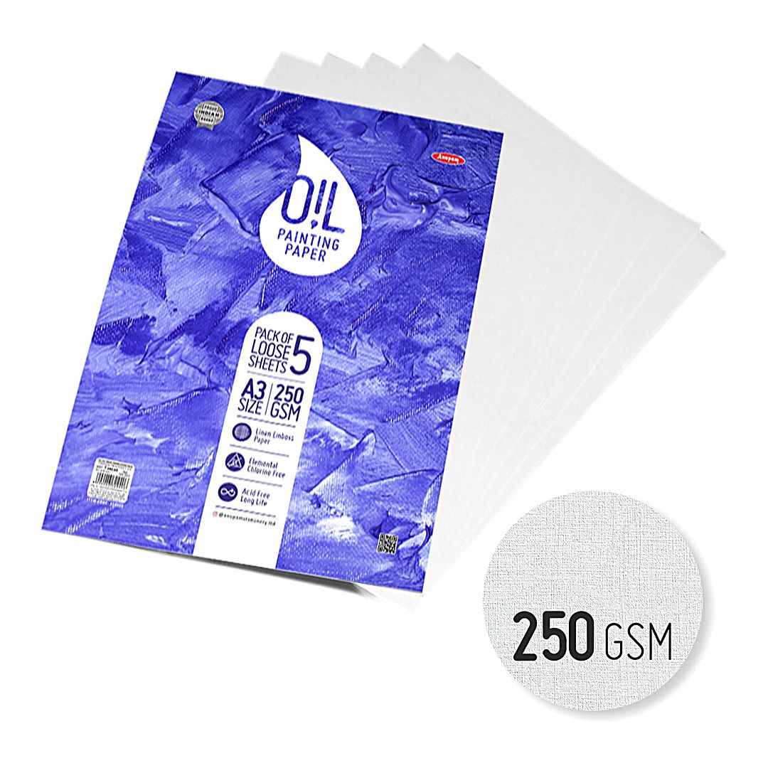 Anupam Oil Painting Paper A3 250 GSM Pack of 5 Sheets