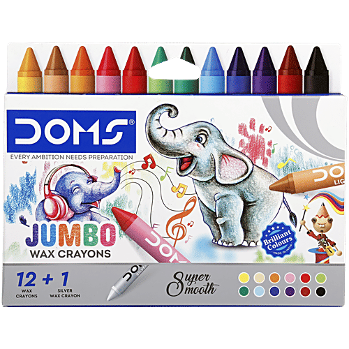 DOMS Long Jumbo Wax Crayons 12 Shades