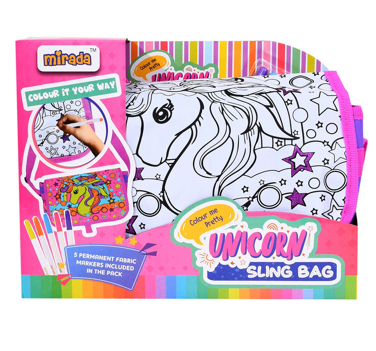Mirada Colour Your Own Unicorn Sling Bag DIY Art Kit