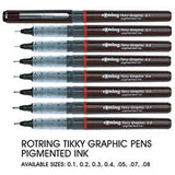 Rotring | Tikky | Graphic Fineliner | Black Pigmented Lightfast | Pack of 12pieces | 0.5mm Rotring