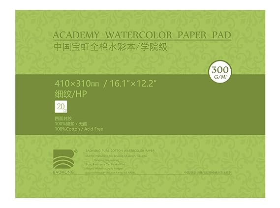 Baohong Academy Watercolor Paper Pad 100% Cotton Hot Press