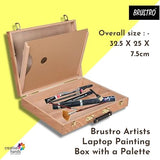 Brustro Wooden Painting Box with Palette Artist Storage Case