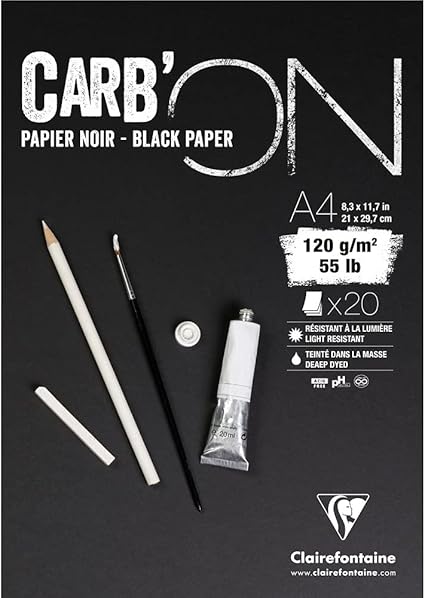 Clairefontaine Carb'On Black Paper Pad A4 120gsm 20 Sheets