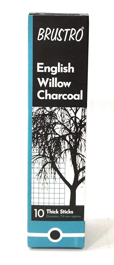 Brustro English Willow Charcoal Thick 10 Sticks 7–9mm Drawing