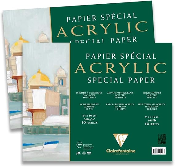 Clairefontaine Acrylic Paper Pad 24x30cm 360gsm 10 Sheets