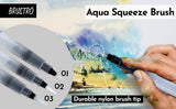 Brustro Aqua Squeeze Water Brush Pen Set Flat Tips 3 Pack