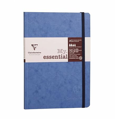 Clairefontaine Age Bag Essentials A5 Notebook Lined Blue 192 Pages