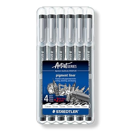 Staedtler Pigment Liner Fineliner Pen Set Pack of 6