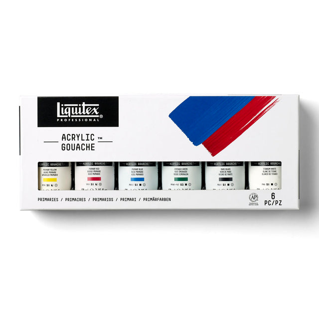 Liquitex Acrylic Gouache Set - Primaries (6x22ml & 6x59ml)