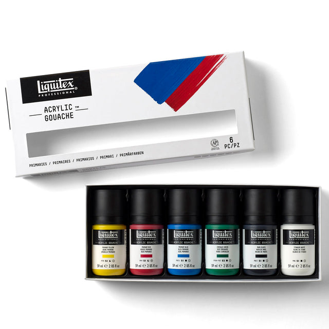 Liquitex Acrylic Gouache Set - Primaries (6x22ml & 6x59ml)
