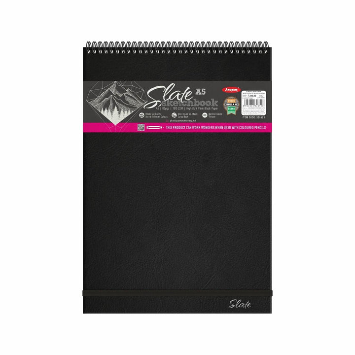 Anupam SketchO Black Sketchbook A5 180 GSM 80 Pages