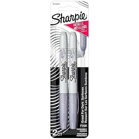 Sharpie Metallic Silver Permanent Markers Fine Point Pack of 2