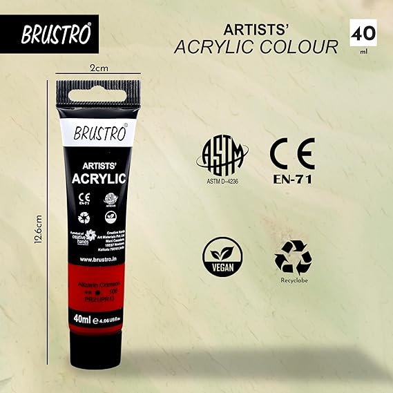 Brustro  Artist  Acrylic Color 40ml Alizarin Crimson