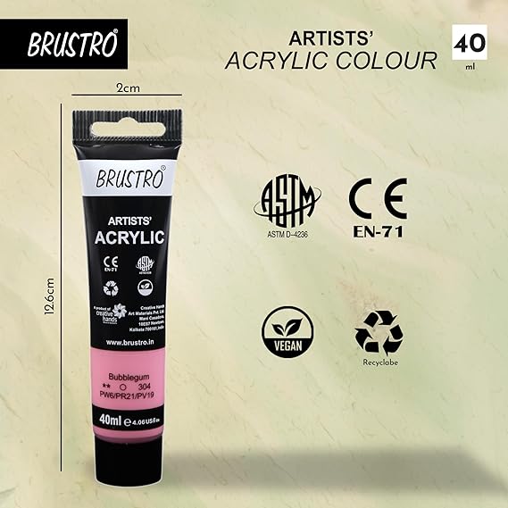 Brustro Acrylic Paint 40ml Bubblegum Pastel Artist Quality