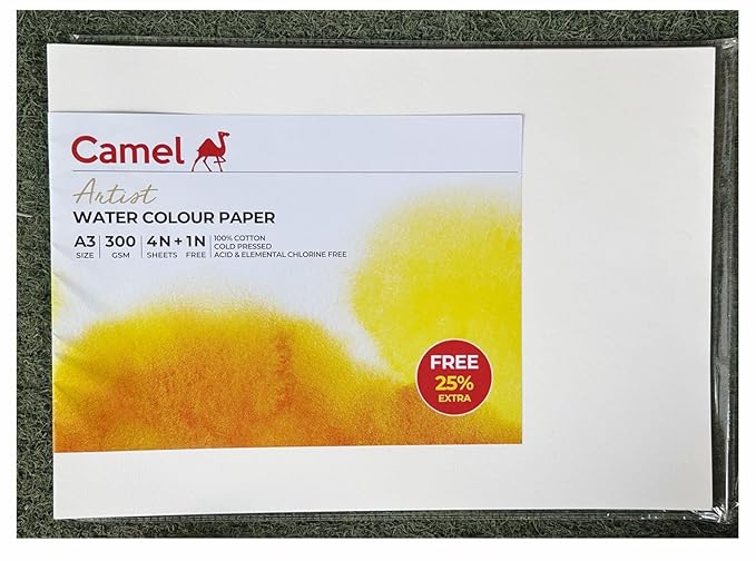 Camel Artist Watercolour Paper A3 300 GSM 4+1 Sheet