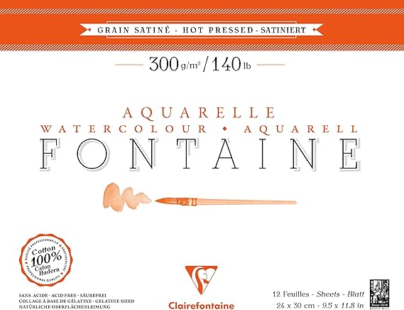 Clairefontaine 100% Cotton Watercolour Pad 24x30cm 300gsm