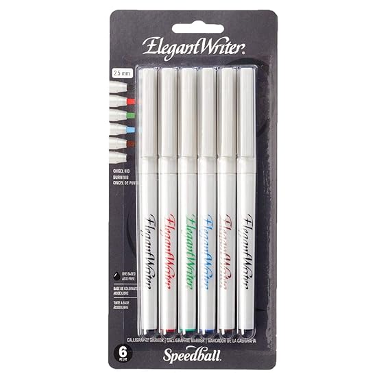 Speedball Elegant Writer Calligraphy Markers Medium Point 6 Pack