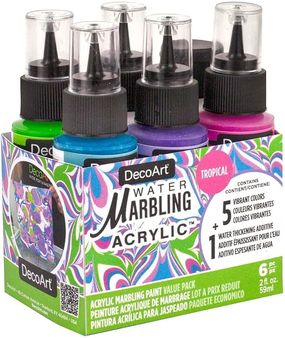 DecoArt Water Marbling Acrylic Paint Tropical Set of 6