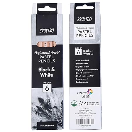 Brustro Pastel Colored Pencils Set of 6 Black & White