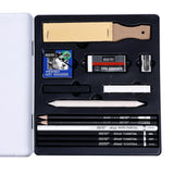 Brustro Black White Charcoal Drawing Set 13 Pcs Metal Box
