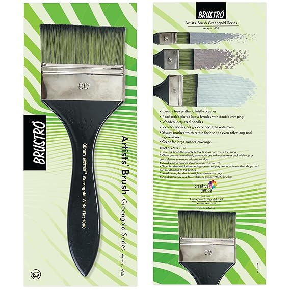 Brustro Greengold Wide Flat Brush 80mm Series 1800