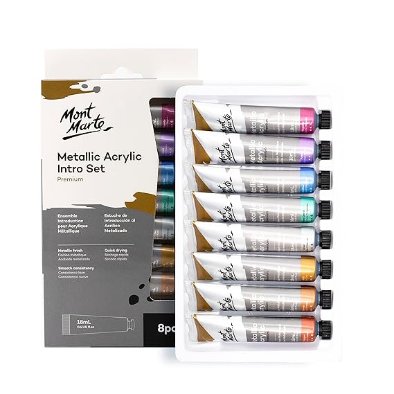 Mont Marte Metallic Acrylic Paint Set 8pc 18ml
