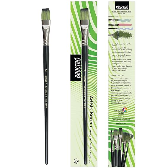 Brustro Flat Brush Size 20 Greengold 1800 Acrylic