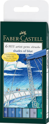 Faber-Castell Pitt Artist Brush Pen Set of 6 Blue