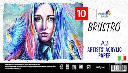 Brustro Acrylic Paper 400 GSM A2 10 Sheets Acid Free Pad