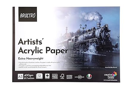 Brustro Acrylic Paper Pad A3 400 GSM 12 Sheets Glued