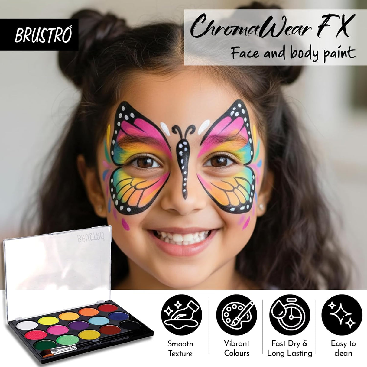 Brustro ChromaWear FX Face Body Paint Set 15 Colours 25g