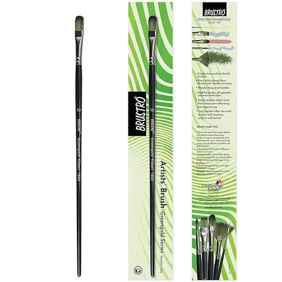 Brustro Filbert Brush Size 10 Greengold  Series 1800 Acrylic
