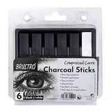 Brustro Compressed Charcoal Sticks Set of 6 Black & White
