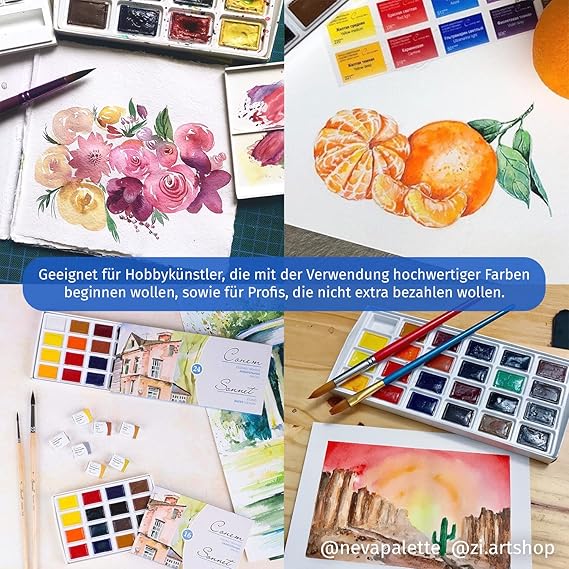Sonnet Studio Watercolours Paint Set 24 Colors Nevskaya Palitra