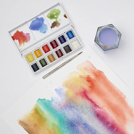 Winsor And Newton Cotman Watercolours - Sketchers Pocket Box Set 12 Half Pans