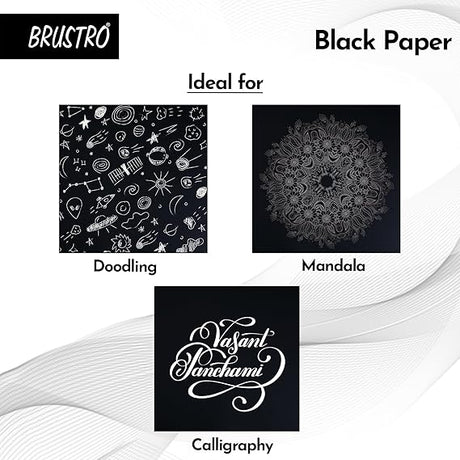 Brustro Black Paper A4 200 GSM 30 Sheets Drawing Pack