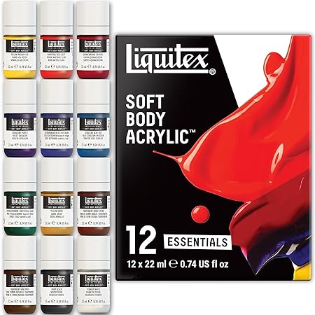 Liquitex Soft Body Acrylic Paint Essential Set 12 Colors 22ml