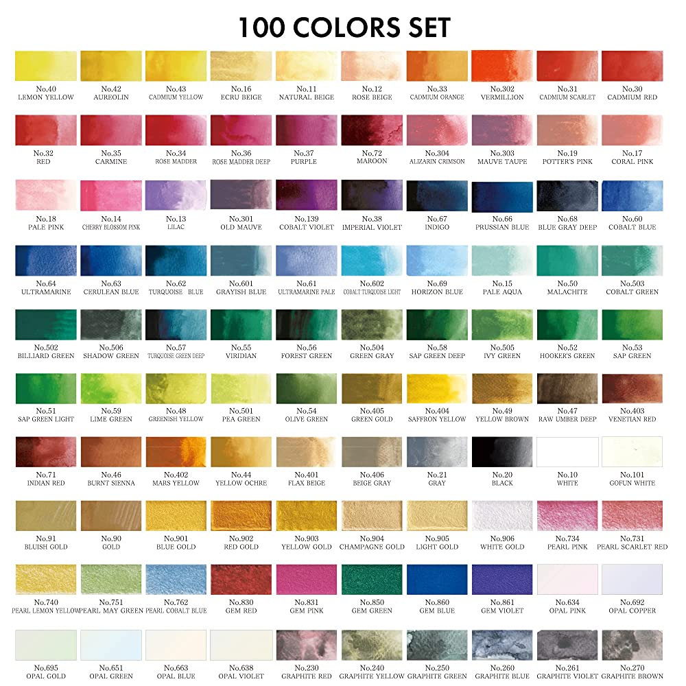 Kuretake Gansai Tambi 100 Color Watercolor Set Wooden Box