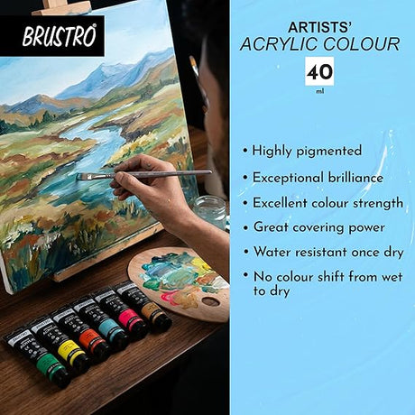 Brustro  Artist  Acrylic Color 40ml Alizarin Crimson