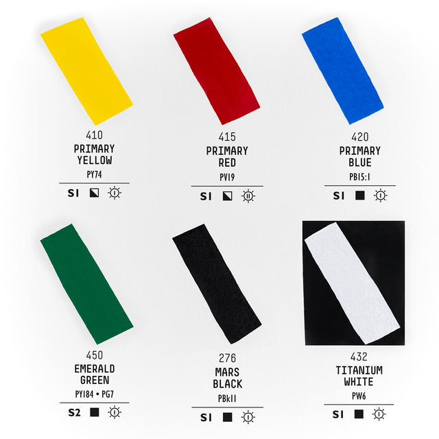 Liquitex Acrylic Gouache Set - Primaries (6x22ml & 6x59ml)