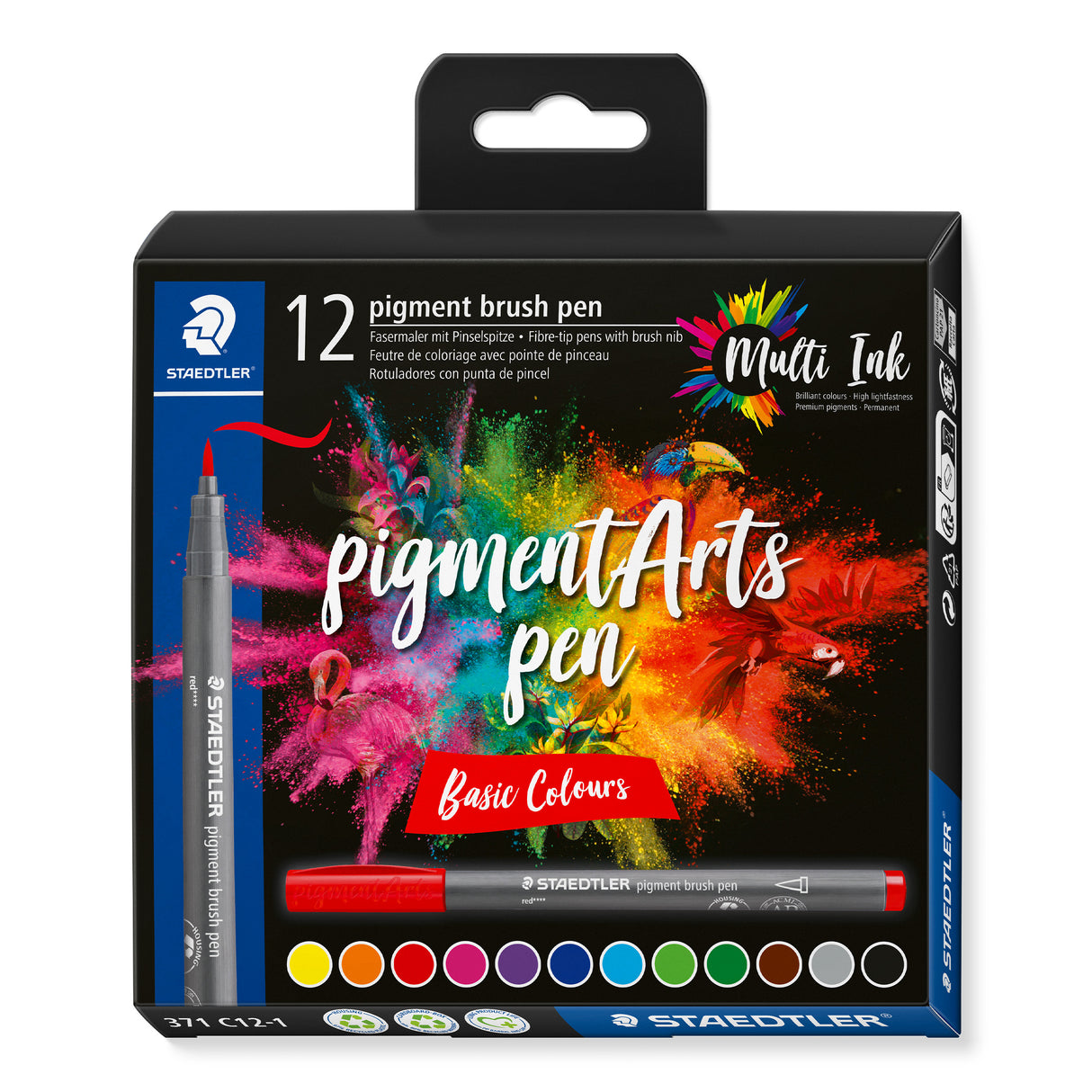 STAEDTLER Pigment Arts Brush Pen Set of 12 – Basic Colours