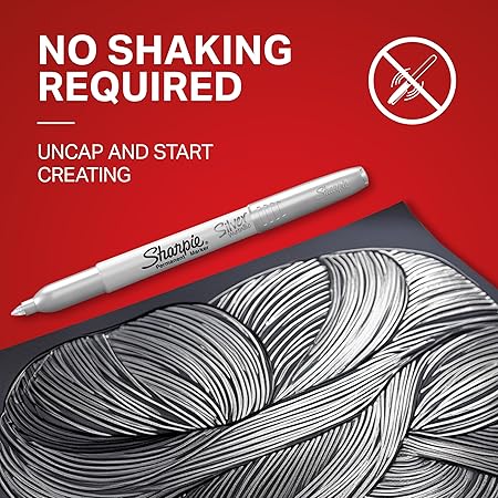 Sharpie Metallic Silver Permanent Markers Fine Point Pack of 2
