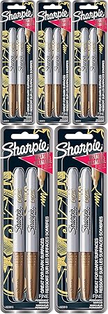Sharpie Metallic Gold Permanent Markers Fine Point Pack of 2