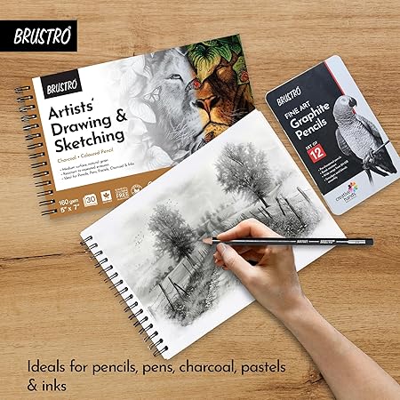 Brustro Drawing Sketch Pad 5x7 Inch 160 GSM 30 Sheets Wiro Bound