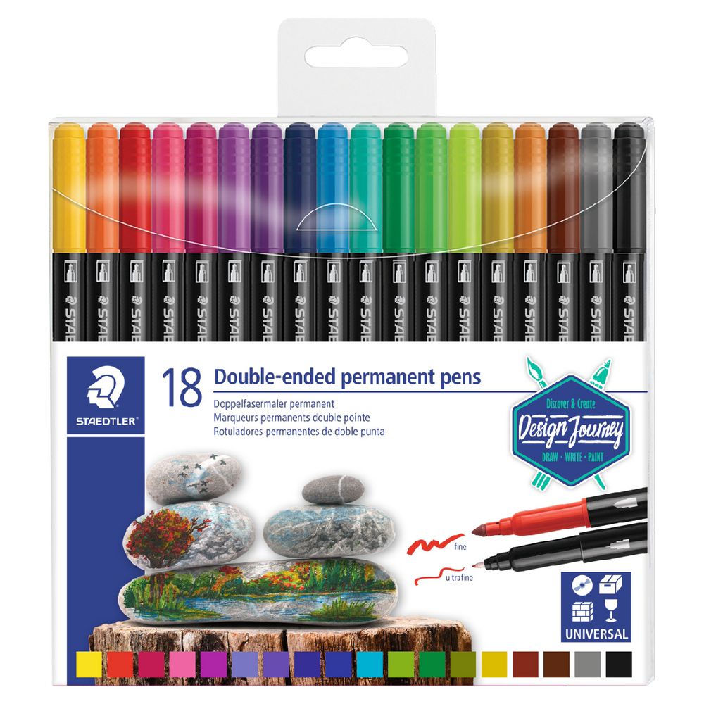 Staedtler Twin Tip Dual Permanent Marker Set of 18