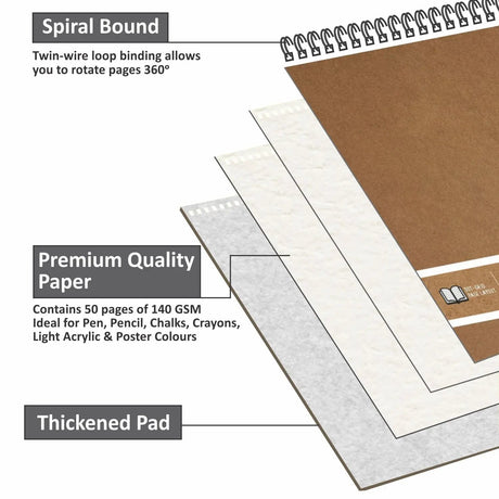 Anupam Sketche WireO Sketch Book - 140gsm Cartridge Paper Anupam