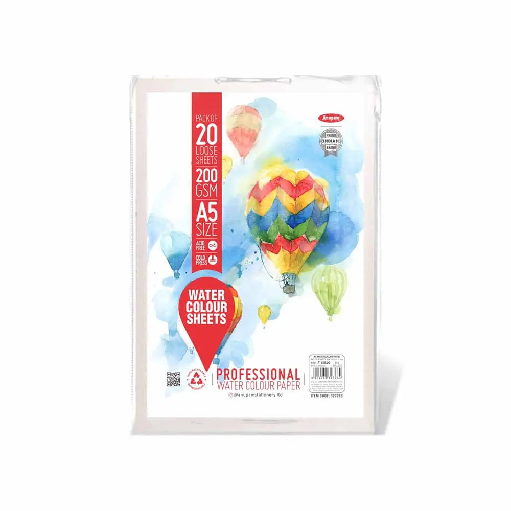 Anupam Watercolour Paper Loose Sheets 200 and 300 GSM Cold Pressed Anupam