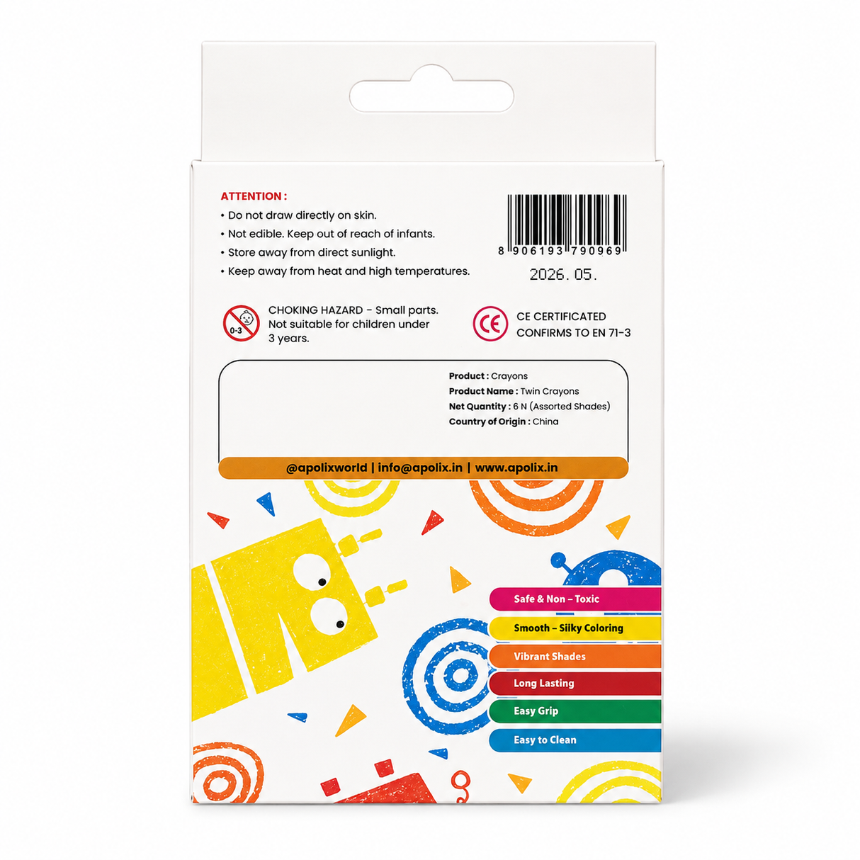 Apolix Twin Crayons 12 Colours | Dual Tip Kids Crayons