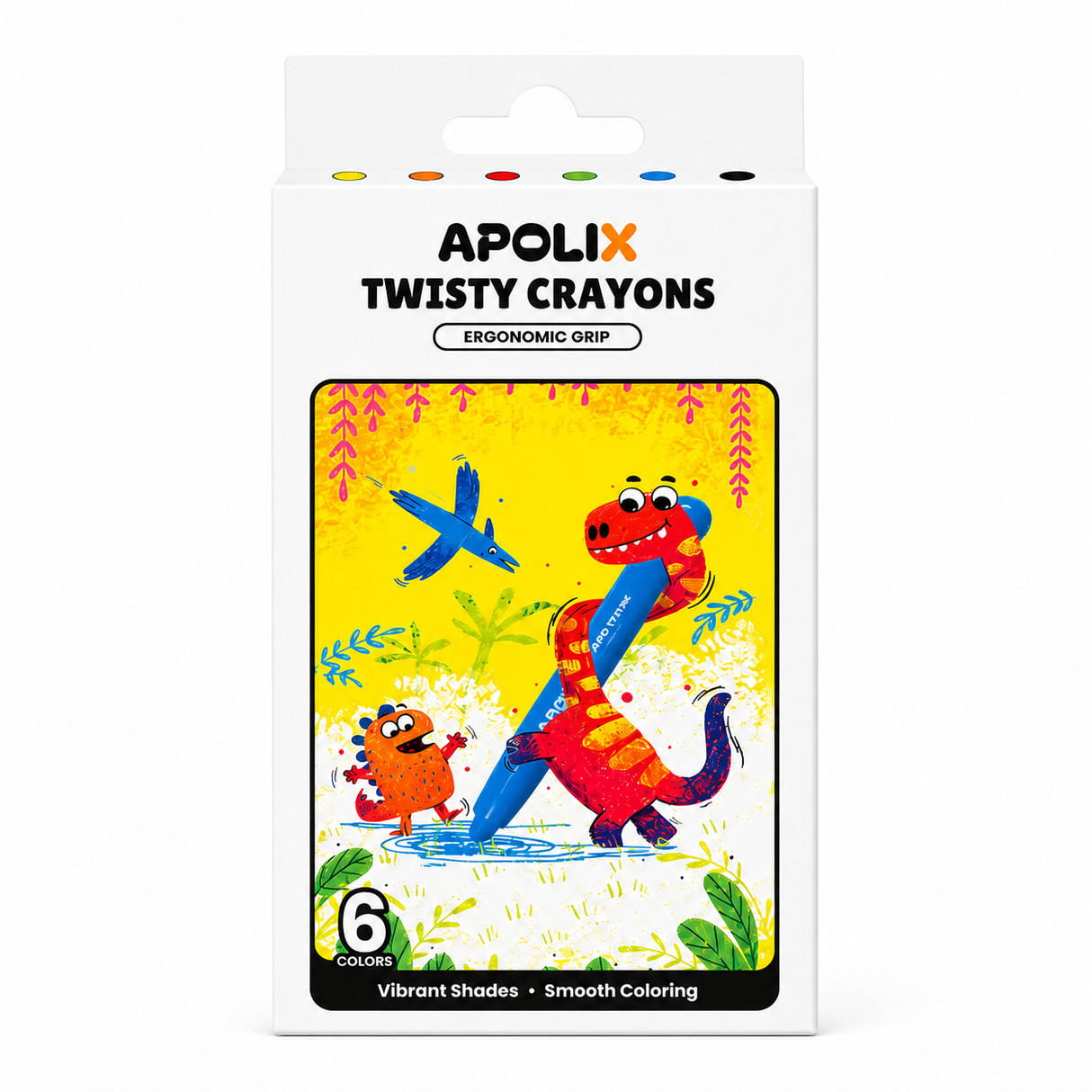 Apolix Twisty Crayons 6 Colours | Twist-Up Kids Crayons