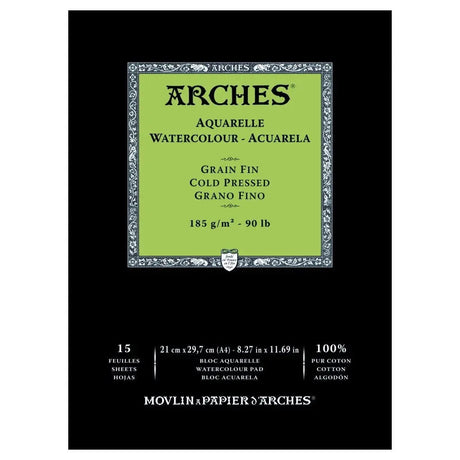 Arches Watercolour - Aquarelle 185 GSM 100% Cotton Paper Pad Arches